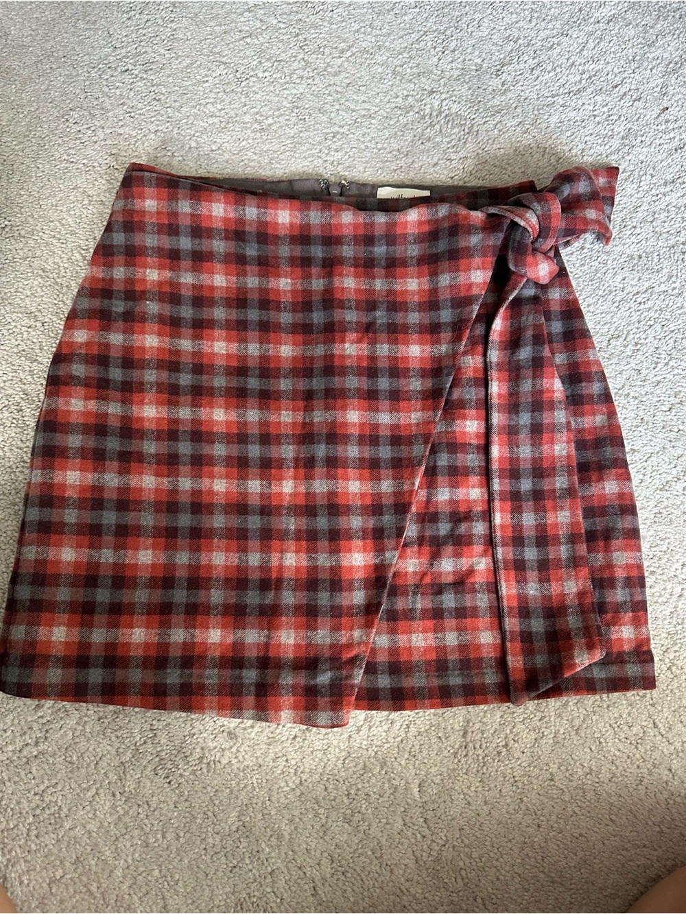 Aritzia Wilfred Wool Cashmere Plaid Wrap Mini Skirt Size 4